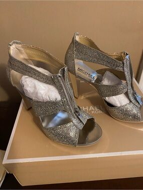 Michael Kors Silver Metallic Sandal Heel